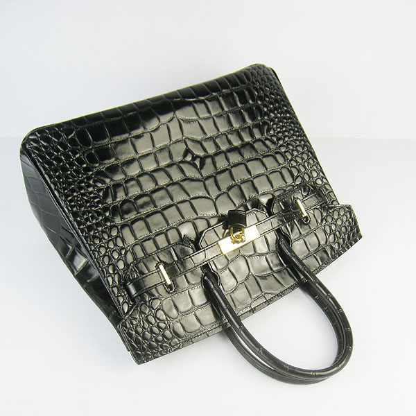 High Quality Fake Hermes Birkin 35CM Max Crocodile Veins Leather Bag Black 6089 - Click Image to Close